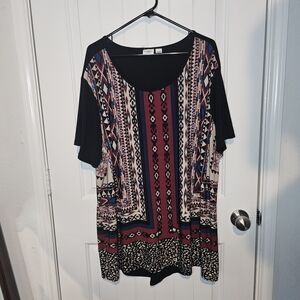 Cato Woman Tribal Print Top, Size 26/28W